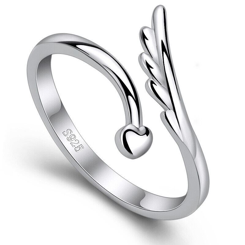 925 Sterlingsilber CZ verstellbarer Ring Schmuck Frauen Mädchen Band Finger Geschenk - Bild 4 von 14