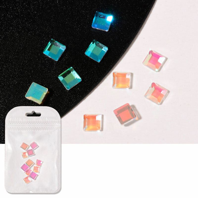 10Pcs Nail Art Glass Diamond Crystal Rhinestones Glitter Gem 3D Flat Back Stones - Picture 3 of 27