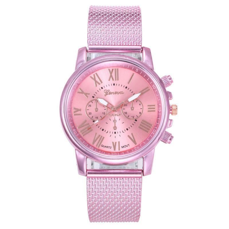 Women Band Wrist Watches Brown Red Black Pink GENEVA Ladies Alloy Mesh Watch - Picture 4 of 7