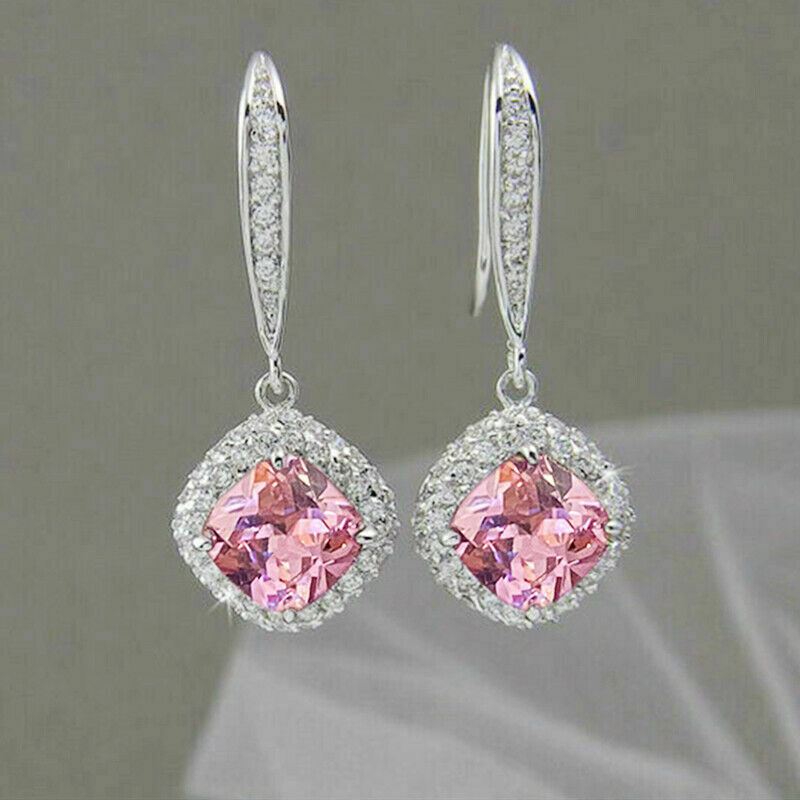 Mode 925 Silber Tropfen Ohrringe 6 Farben Kubik Zirkon Damen Schmuck Geschenk UK - Bild 9 von 11