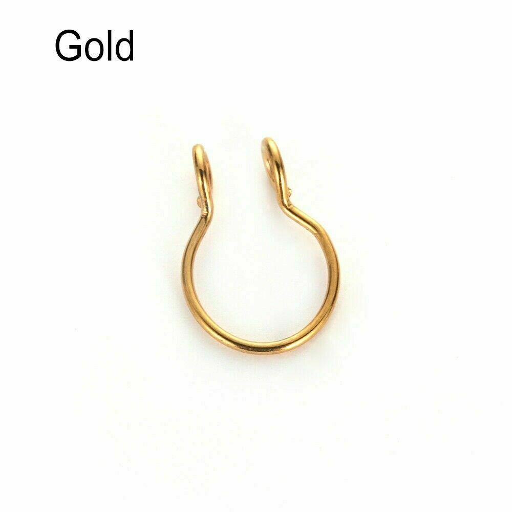 Anillo de tabique falso plata oro nariz puño no perforado anillo de joyería falso perforación - Imagen 12 de 12