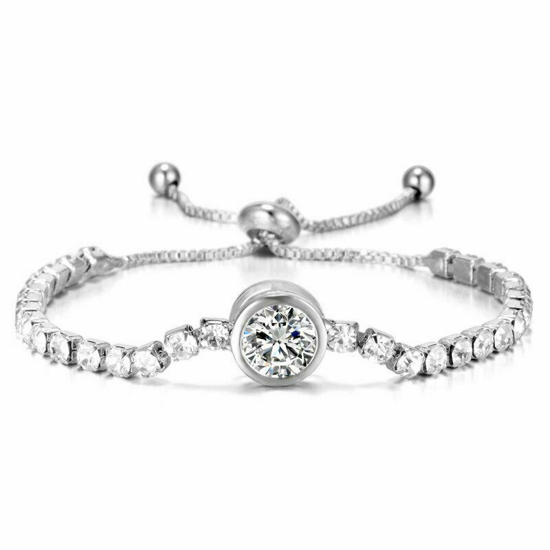 Damas Niñas Regalos Ajustable Corazón Pulseras Cristal Plata Oro Rosa Brazalete Reino Unido - Imagen 7 de 8