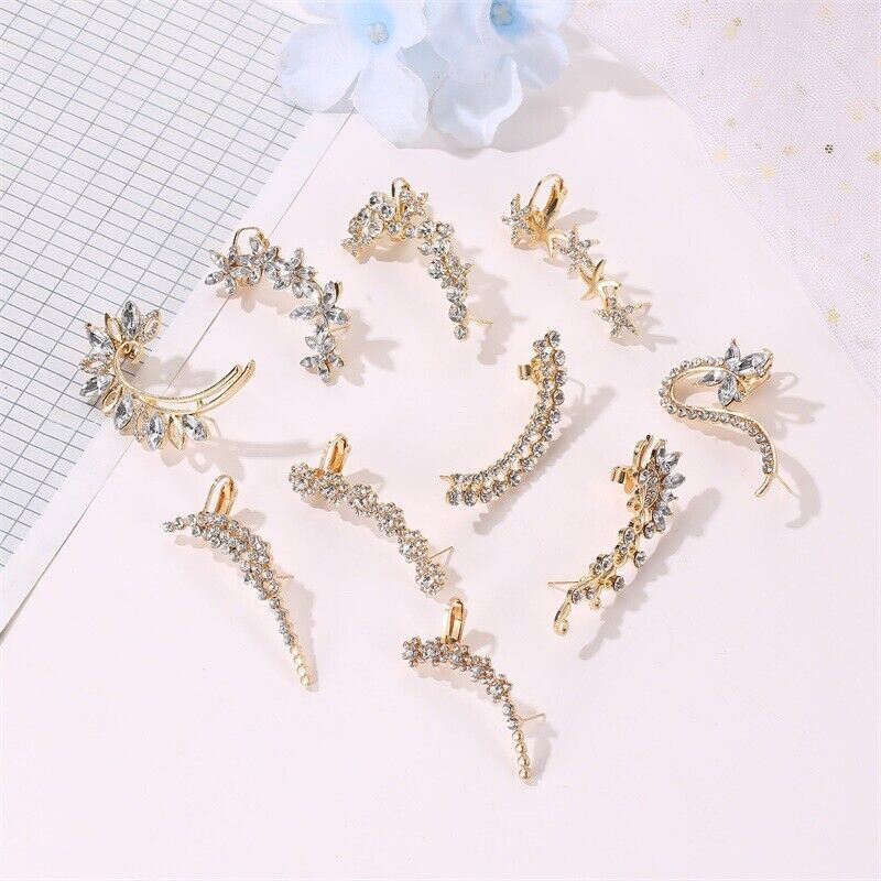 18K Gold Plated Leaf Crystal Earrngs | Crystal earrngs, Earrngs
