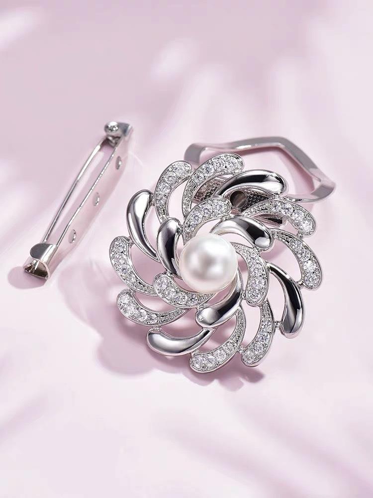 Women Round Circle Silk Scarf Ring Pin Brooch Buckle Rhinestone T-Shirt Clip - Picture 35 of 36