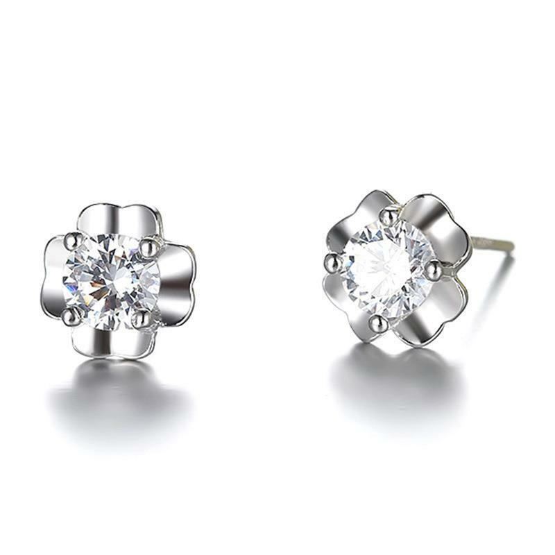 Pendientes de circonio cúbico de plata esterlina 925 con tachuelas cristal liso Reino Unido - Imagen 14 de 16