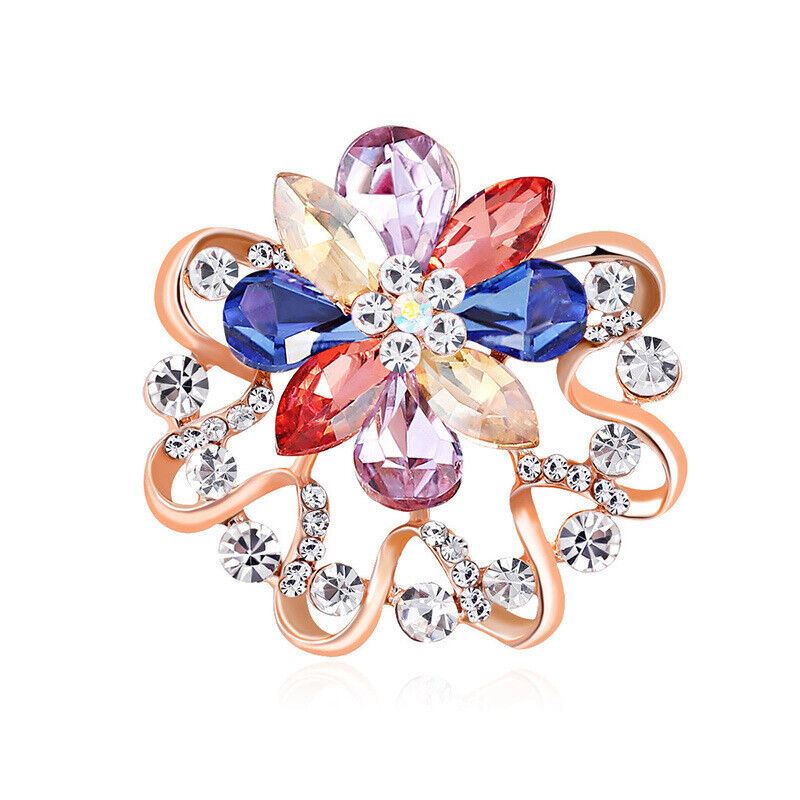 Women Round Circle Silk Scarf Ring Pin Brooch Buckle Rhinestone T-Shirt Clip - Picture 25 of 36