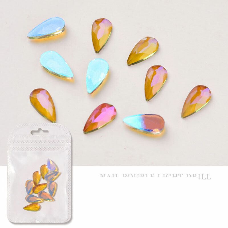10Pcs Nail Art Glass Diamond Crystal Rhinestones Glitter Gem 3D Flat Back Stones - Picture 22 of 27