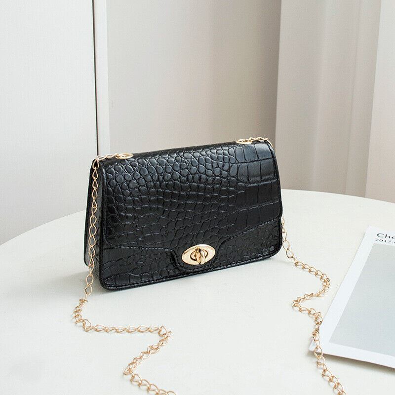 Women Alligator PU Leather Bag Handbag Shoulder Crossbody Bag Chain Strap Party - Picture 4 of 8