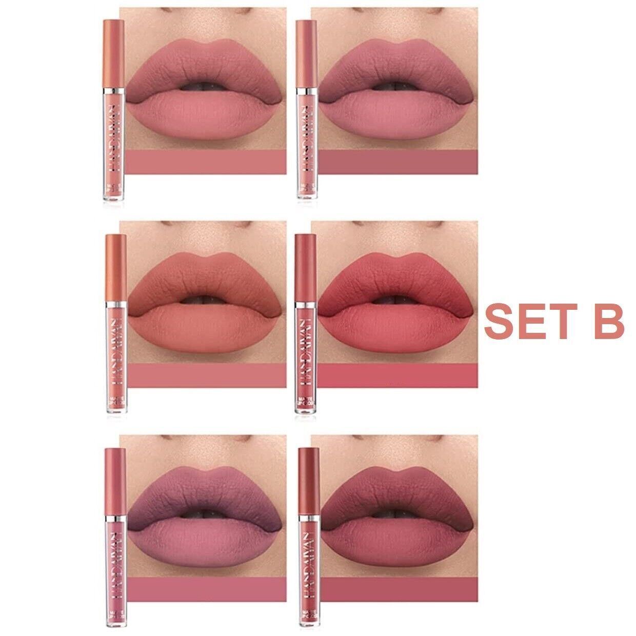 6Pcs Set Lip Gloss Lipstick Matte Velvet Waterproof Long Lasting Makeup Set Gift - Picture 10 of 10