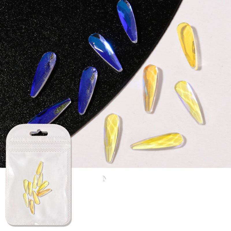 10Pcs Nail Art Glass Diamond Crystal Rhinestones Glitter Gem 3D Flat Back Stones - Picture 14 of 27