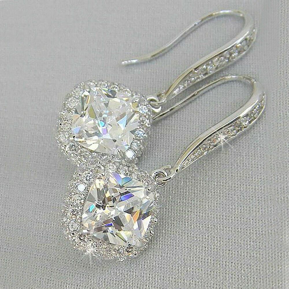 Mode 925 Silber Tropfen Ohrringe 6 Farben Kubik Zirkon Damen Schmuck Geschenk UK - Bild 7 von 11
