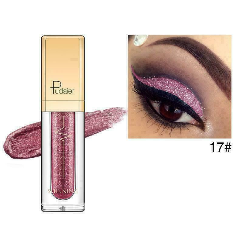 Pudaier Glitter Shimmer Metallic Eyeshadow Liquid Eyeliner Pigment Beauty Makeup - Picture 29 of 30