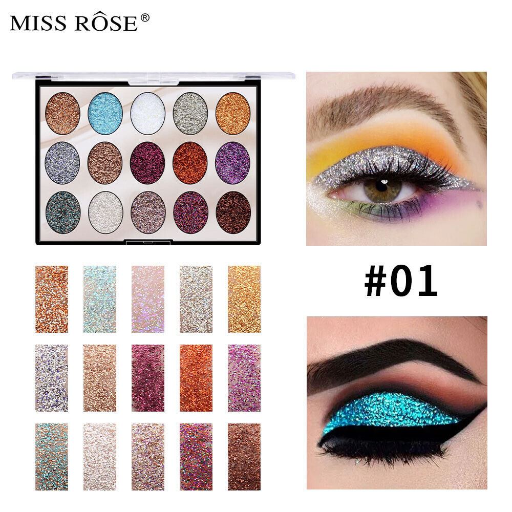 Paleta de sombras de ojos brillantes 15 colores pigmento sombra de ojos maquillaje brillante - Imagen 12 de 13