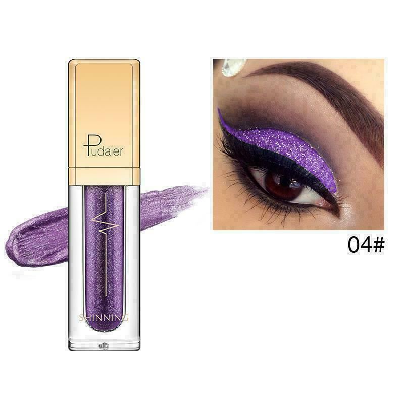 Pudaier Glitter Shimmer Metallic Eyeshadow Liquid Eyeliner Pigment Beauty Makeup - Picture 16 of 30