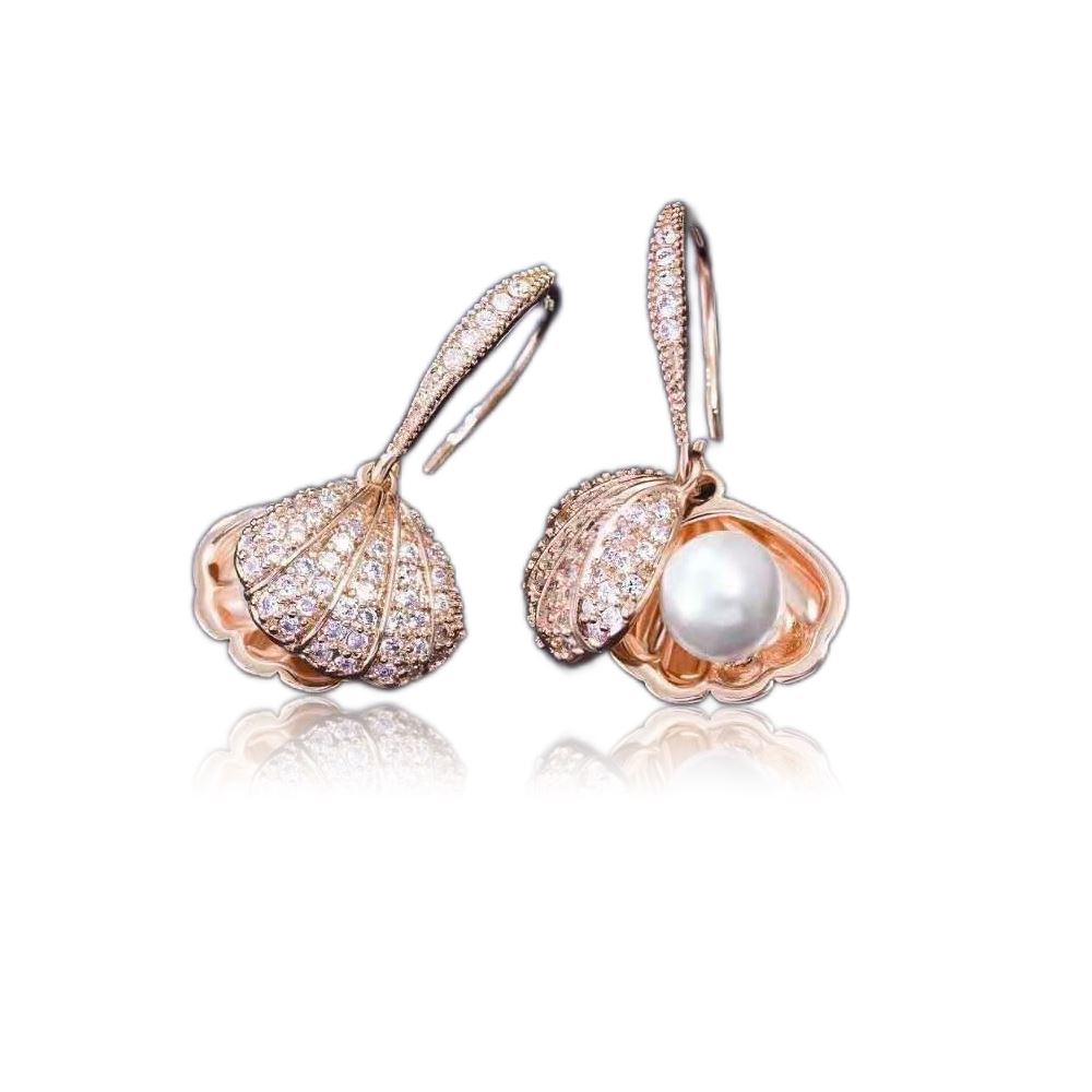 Hook Drop Women Earrings with White Pearl Stud Jewellery Gift for Girls - Picture 8 of 9