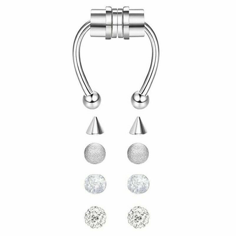 Nicht Piercing Magnet Stahl Ohr Nasen Ringe Fake Piercing Septum Clip 5 Stück Perlen - Bild 13 von 14
