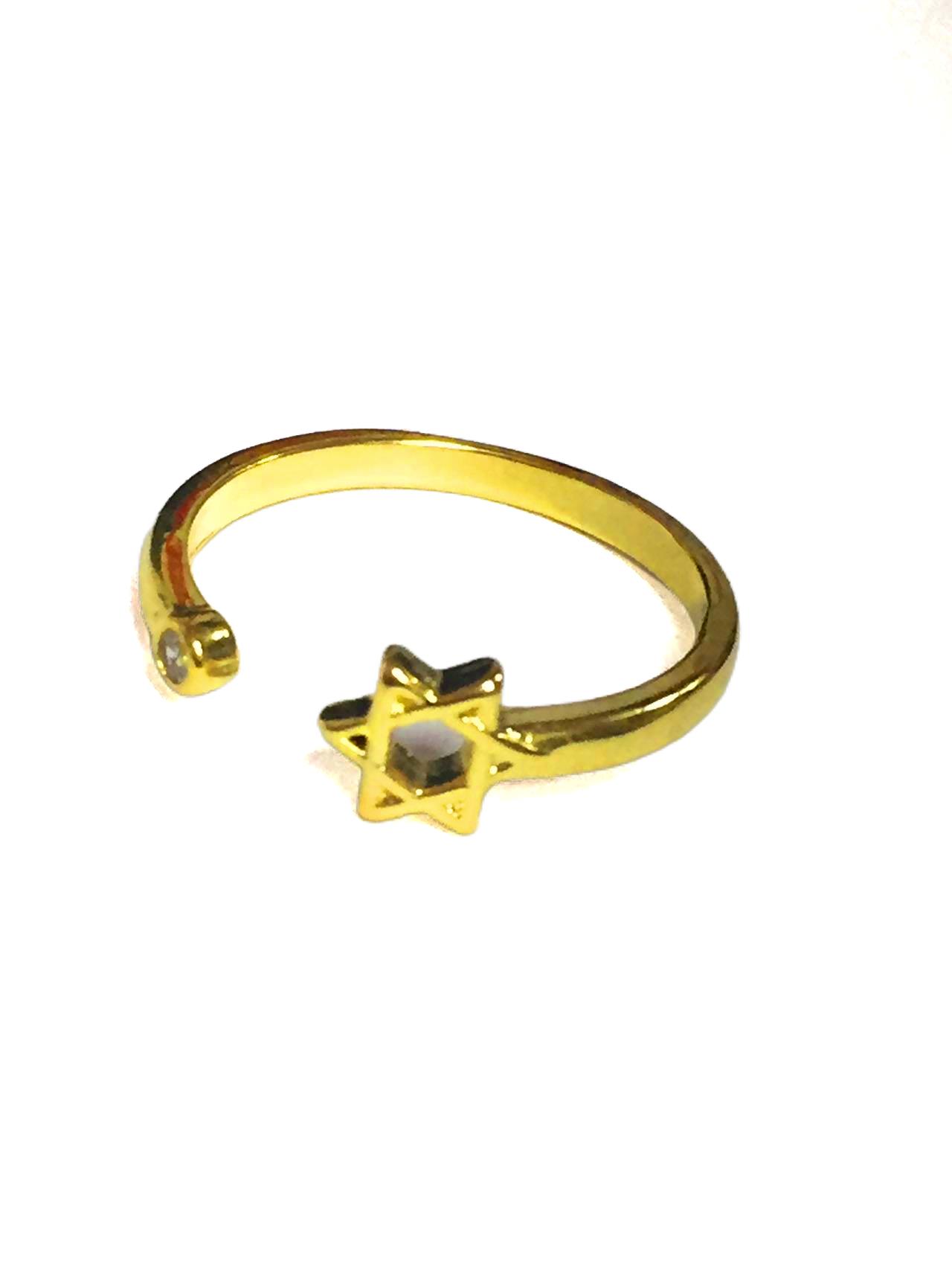 Silver Plated Gold Plated Crescent Moon Star CZ Adjustable Wrap Ring Band - Picture 20 of 20