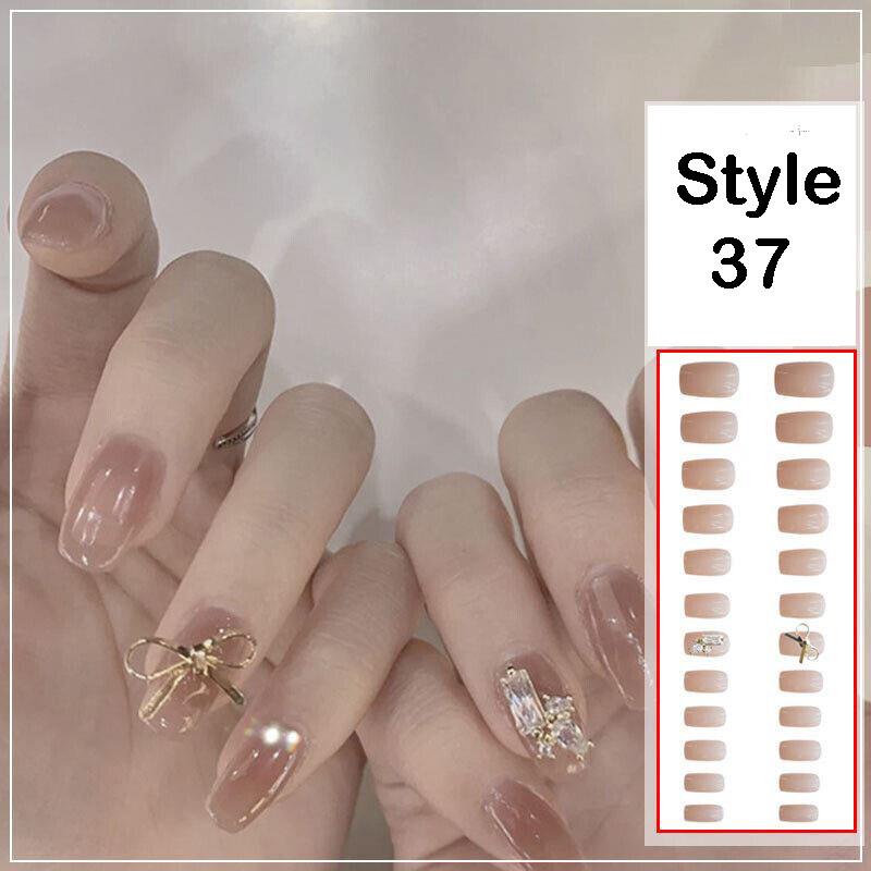 24 Pcs Press On Fake Acrylic Nails Women Girl Manicure 3D Bow Nail Art Glue Gift - Picture 13 of 17