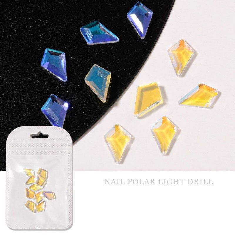 10Pcs Nail Art Glass Diamond Crystal Rhinestones Glitter Gem 3D Flat Back Stones - Picture 11 of 27