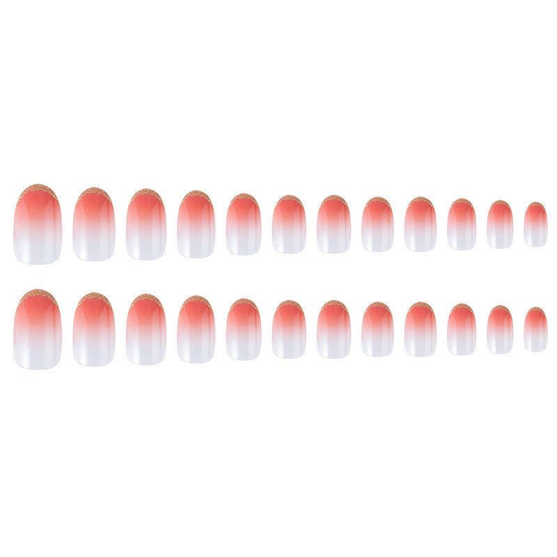 24 Pcs Women Ballerina Fake Nail Press On Long False French Manicure Full Cover - Picture 11 of 16
