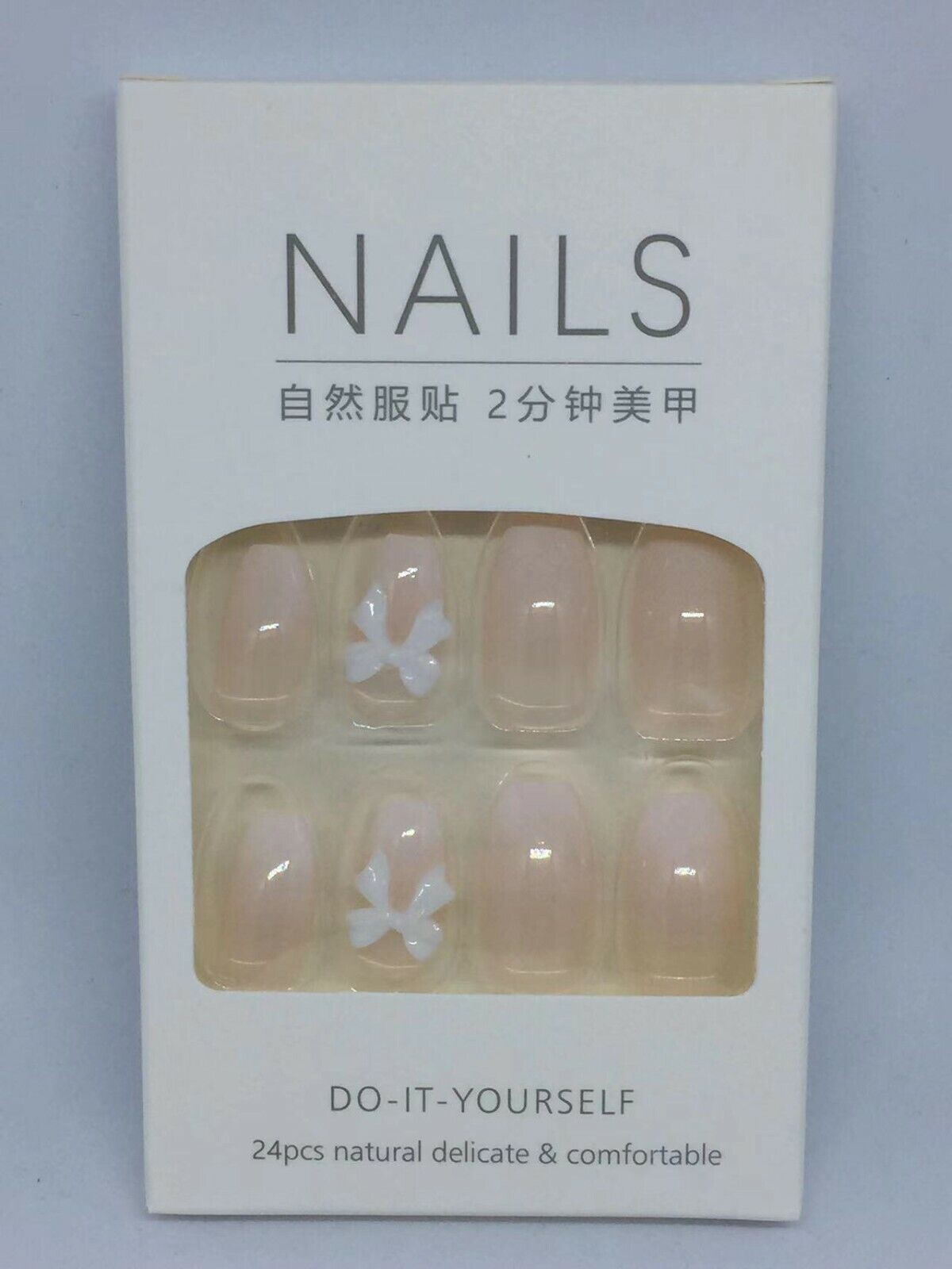 24 Pcs Press On Fake Acrylic Nails Women Girl Manicure 3D Bow Nail Art Glue Gift - Picture 17 of 17