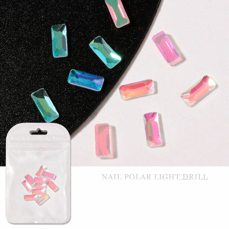 10Pcs Nail Art Glass Diamond Crystal Rhinestones Glitter Gem 3D Flat Back Stones - Picture 6 of 27