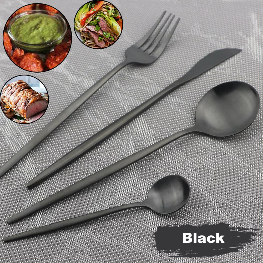 Edelstahl Besteck Sets Geschirr Esszimmer Küche Gabel Löffel Set poliert - Bild 13 von 49