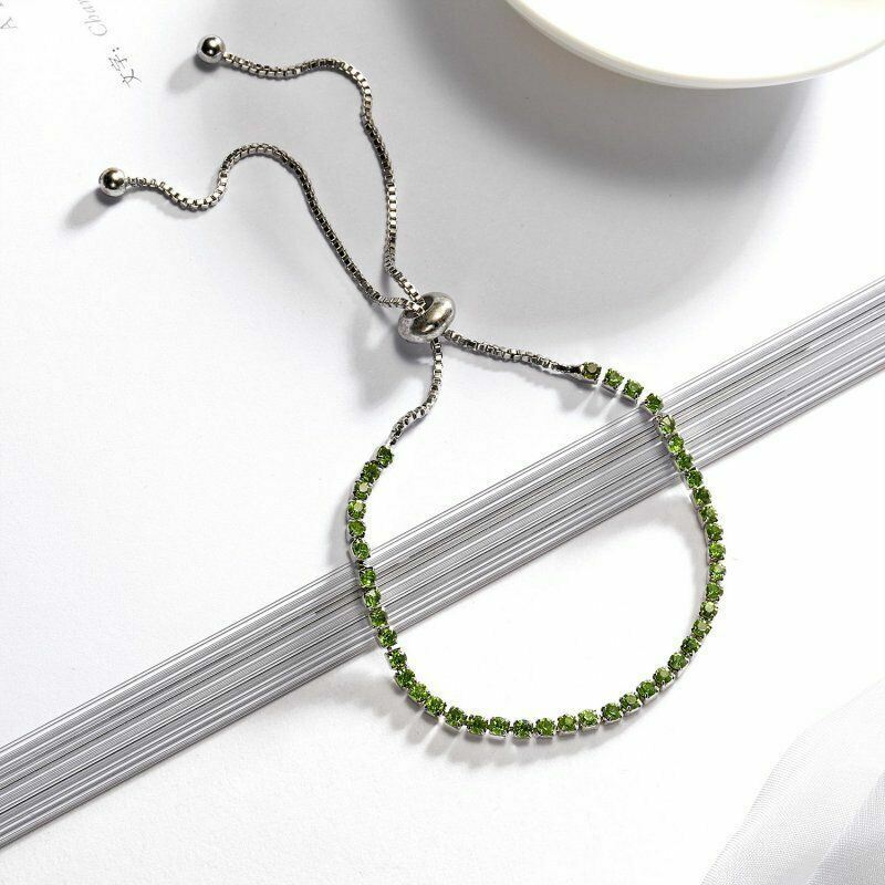 Pulsera ajustable para mujeres Cubic Silver Bridesmaid Friendship Zircon Crystal - Imagen 10 de 10