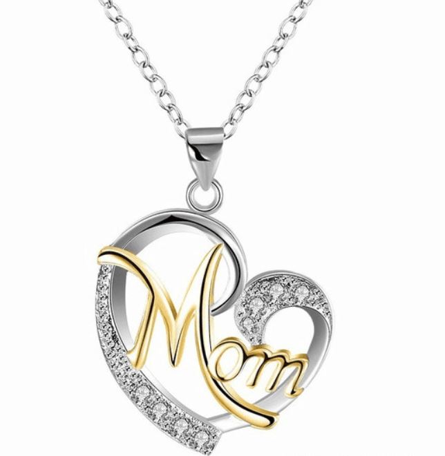 Women Silver Pendant Chain Necklaces Love Heart Mom Zircon Mum Mother's Day Gift - Picture 13 of 14