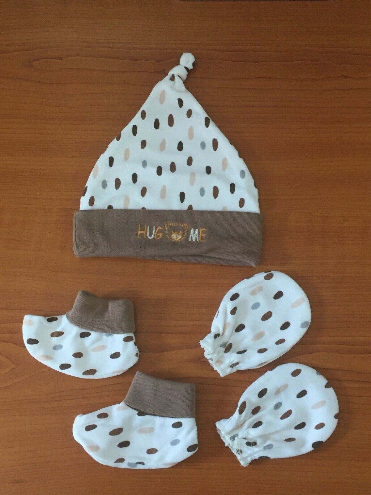 Newborn Baby Beanie Hats and Anti Scratch Mittens Set 100% Cotton Caps Glove 0-6 - Picture 15 of 18