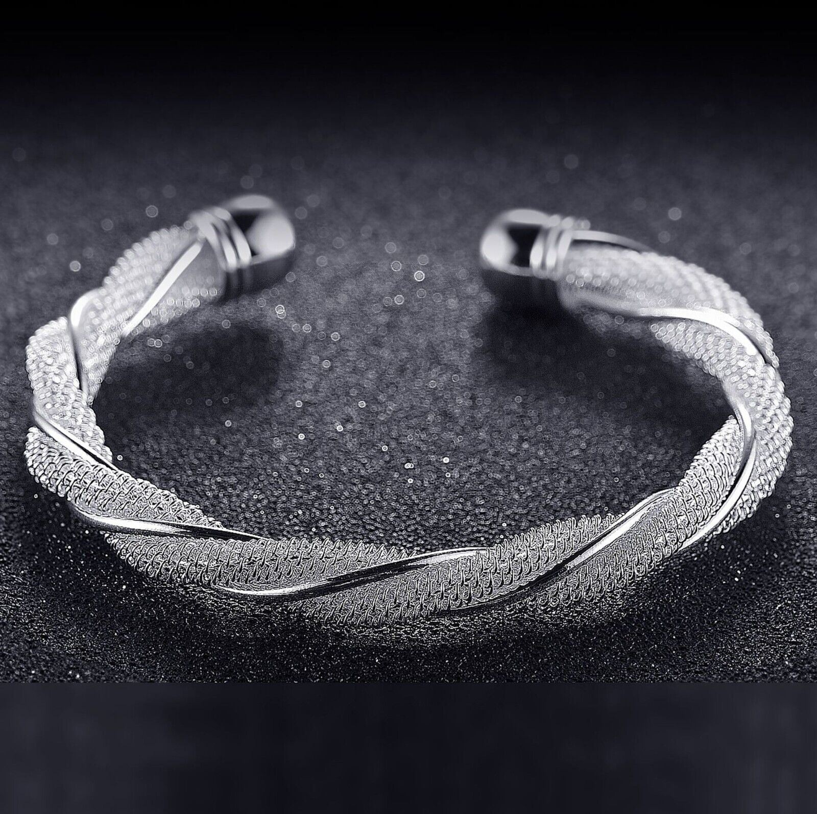 Damas Pulsera de malla retorcida Brazalete Plateado Anudado Mujeres Cadena de joyería - Imagen 11 de 12