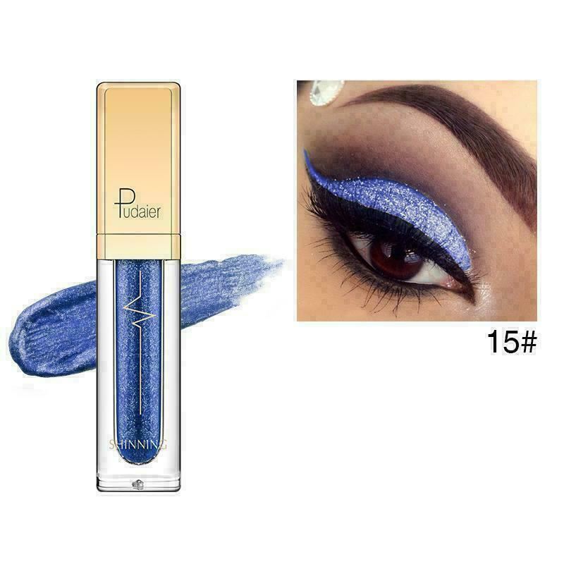 Pudaier Glitter Shimmer Metallic Eyeshadow Liquid Eyeliner Pigment Beauty Makeup - Picture 27 of 30