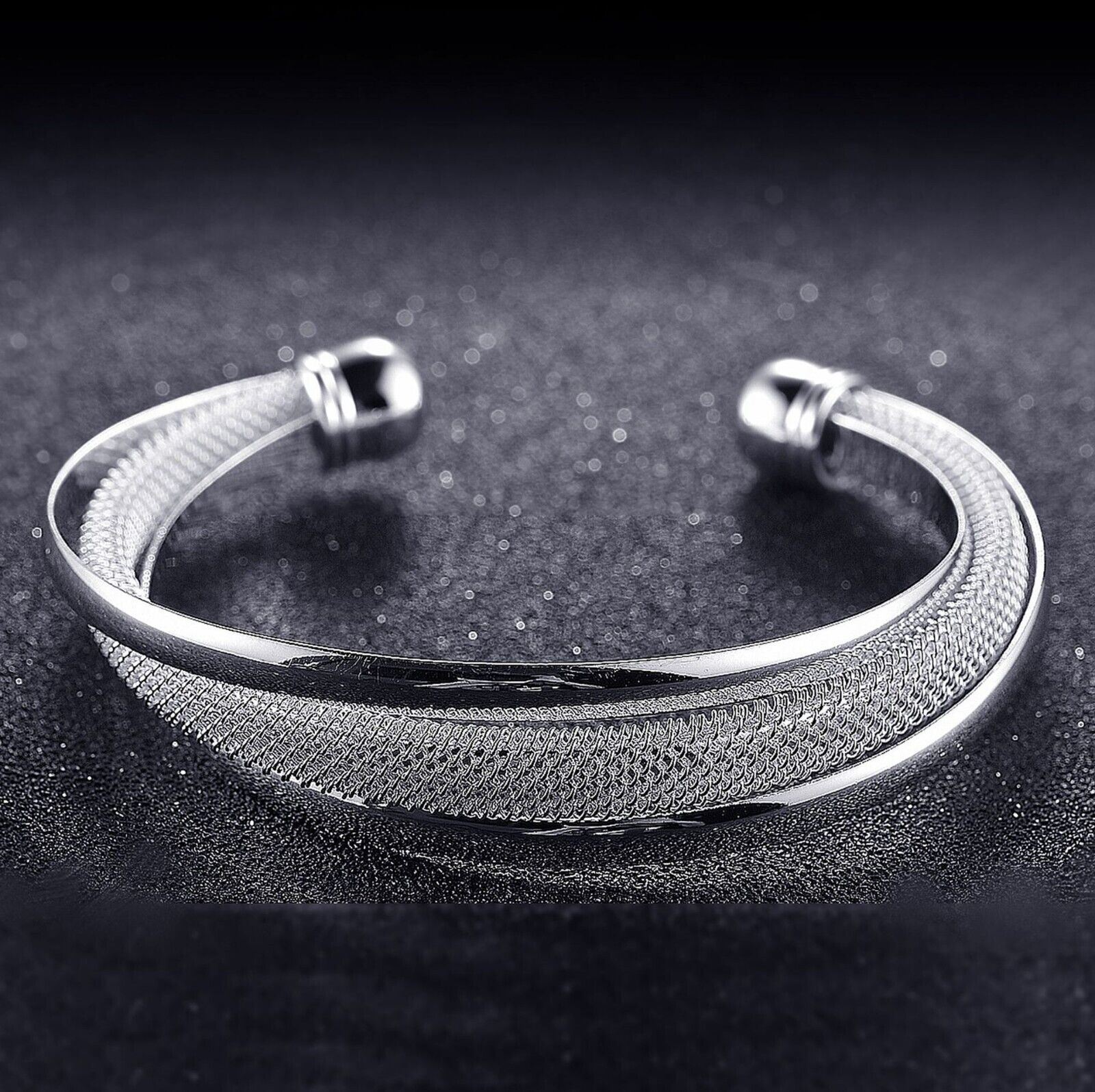 Damas Pulsera de malla retorcida Brazalete Plateado Anudado Mujeres Cadena de joyería - Imagen 9 de 12