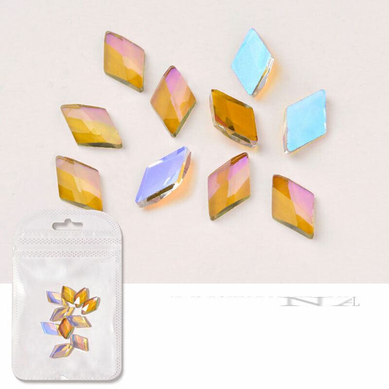 10Pcs Nail Art Glass Diamond Crystal Rhinestones Glitter Gem 3D Flat Back Stones - Picture 24 of 27