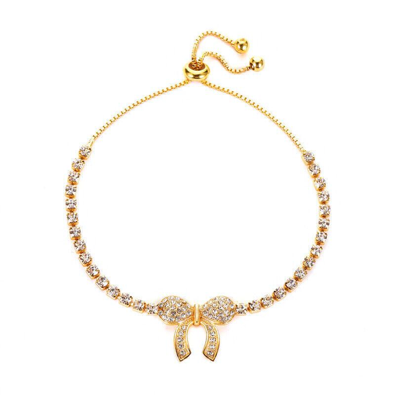 Brazalete Ajustable Moño Nudo Dije Mujeres Niñas Cristal Novia Joyería Regalo - Imagen 11 de 11
