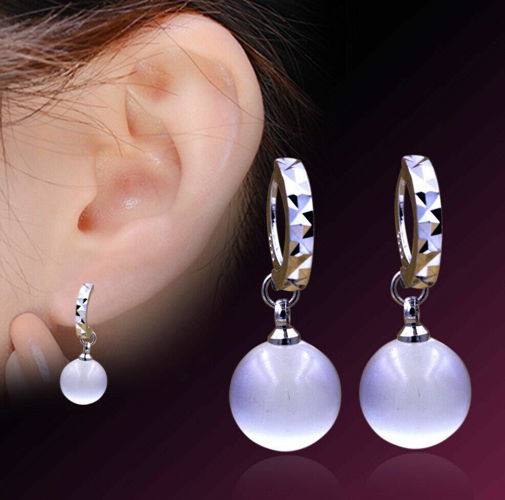 Genuine Women Girls Silver Plated Stud Earrings Crystal Drop Earrings UK - Picture 14 of 17