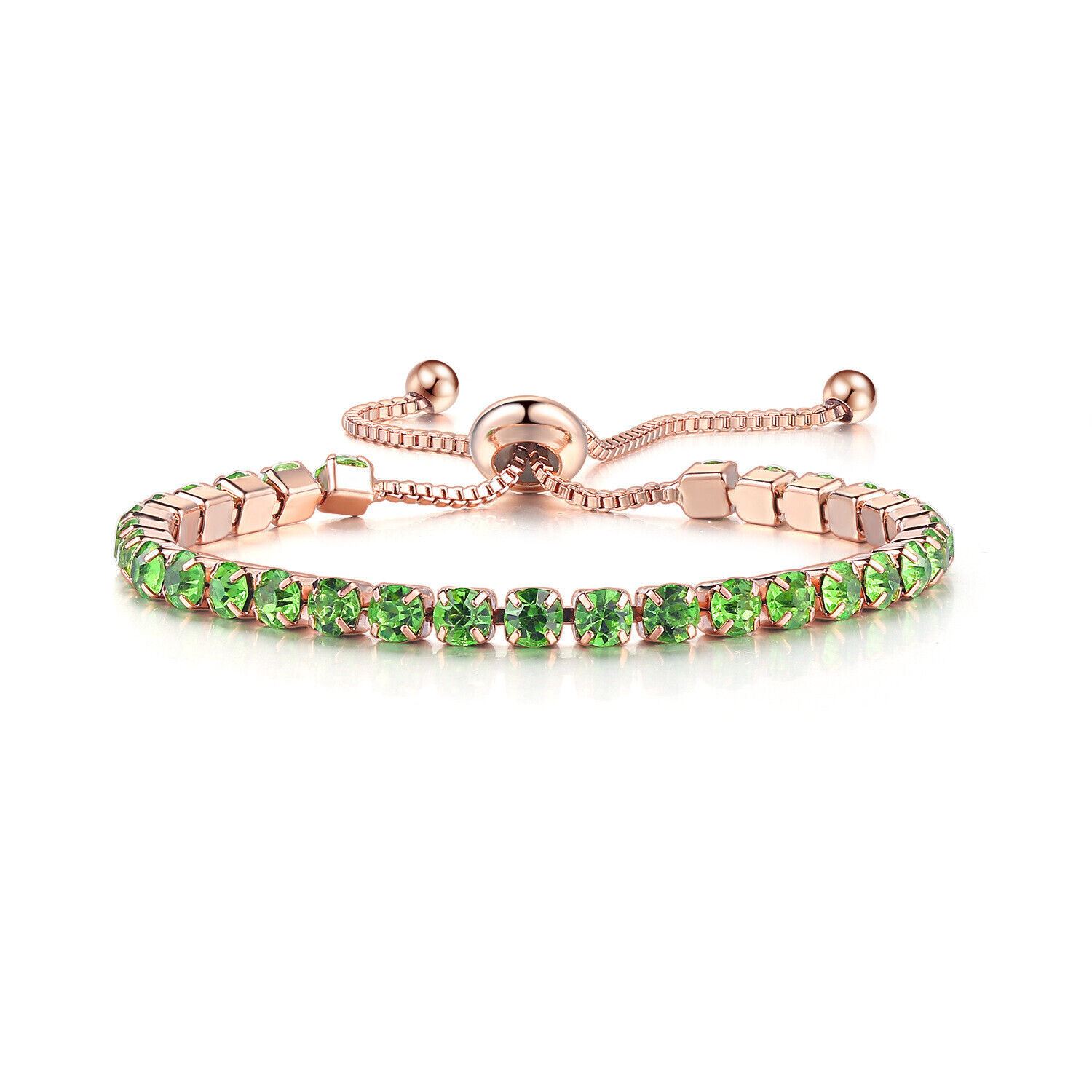 Rose Gold Adjustable Bridesmaid Women Bracelet Rhinestone Cubic Zircon Crystals - Picture 16 of 21