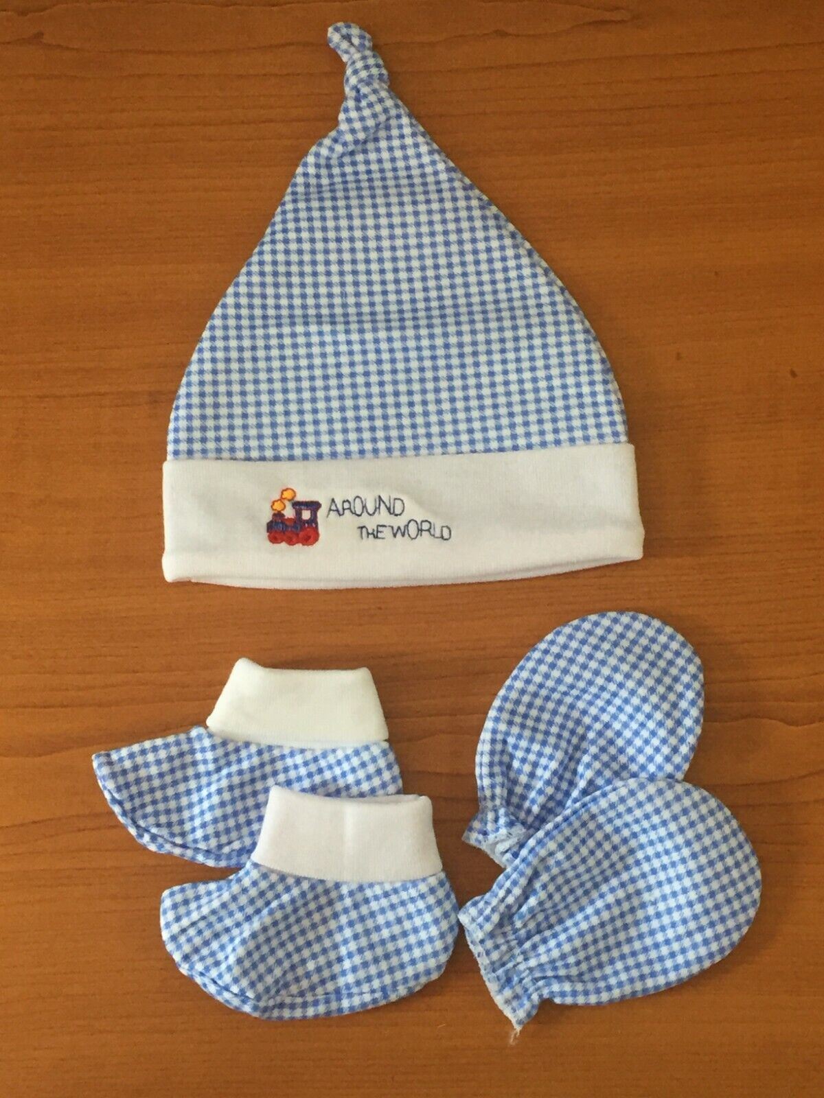 Newborn Baby Beanie Hats and Anti Scratch Mittens Set 100% Cotton Caps Glove 0-6 - Picture 12 of 18