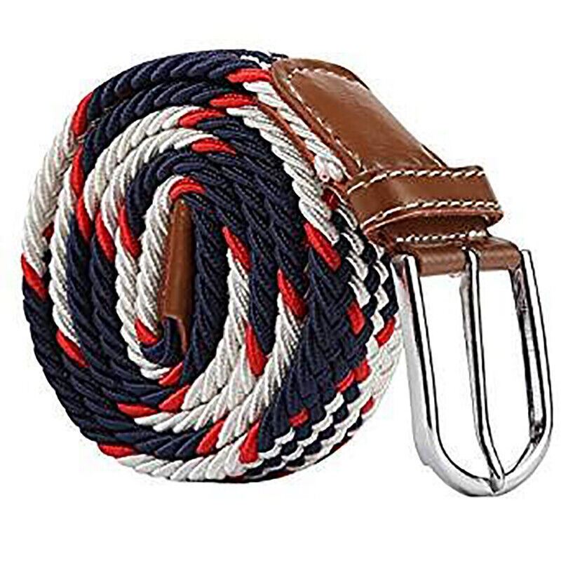 Cinturón Tejido Elástico Hombres Mujeres Vintage Informal Trenzado Acero Hebilla Cintura - Imagen 6 de 11