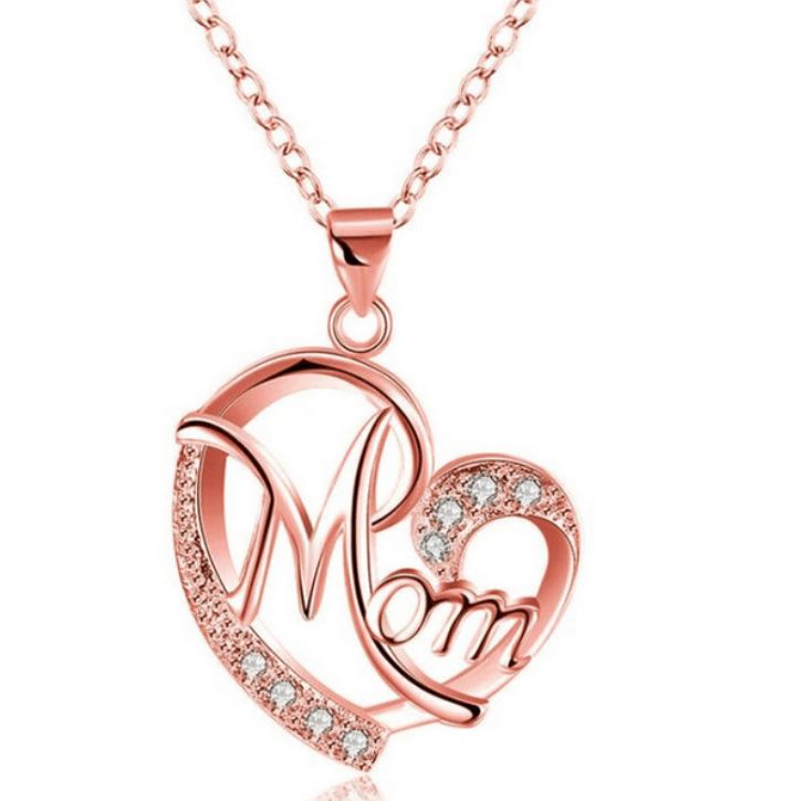 Women Silver Pendant Chain Necklaces Love Heart Mom Zircon Mum Mother's Day Gift - Picture 9 of 14