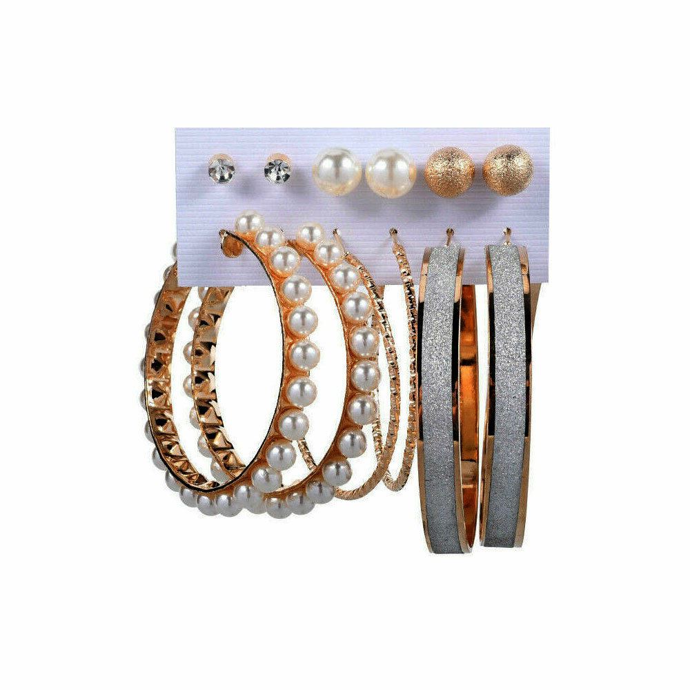Juego de 6 pares de pendientes de borla bohemia aro perla colgante gota para mujer - Imagen 10 de 11