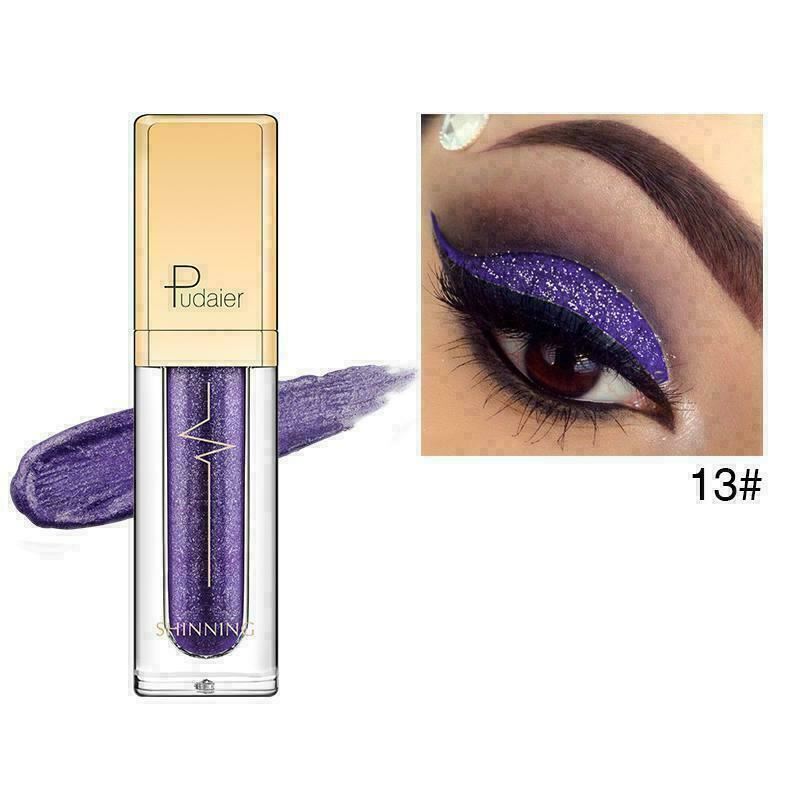 Pudaier Glitter Shimmer Metallic Eyeshadow Liquid Eyeliner Pigment Beauty Makeup - Picture 25 of 30