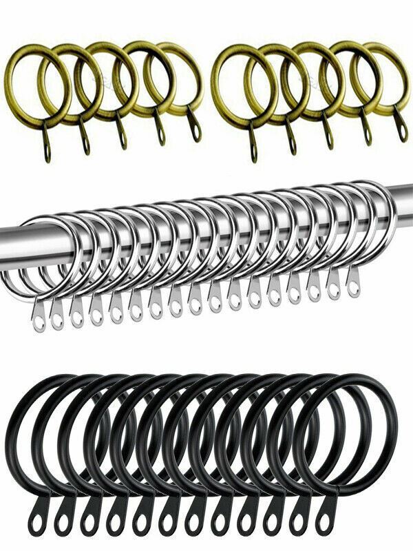 28mm 30mm METAL FUERTE POSTE CORTINA VARILLA ANILLOS GANCHOS CON OJOS CLIPS COCODRILO UK - Imagen 13 de 15