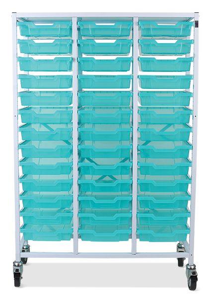 Antimicrobial Mobile Storage Frame with 39 Shallow Trays