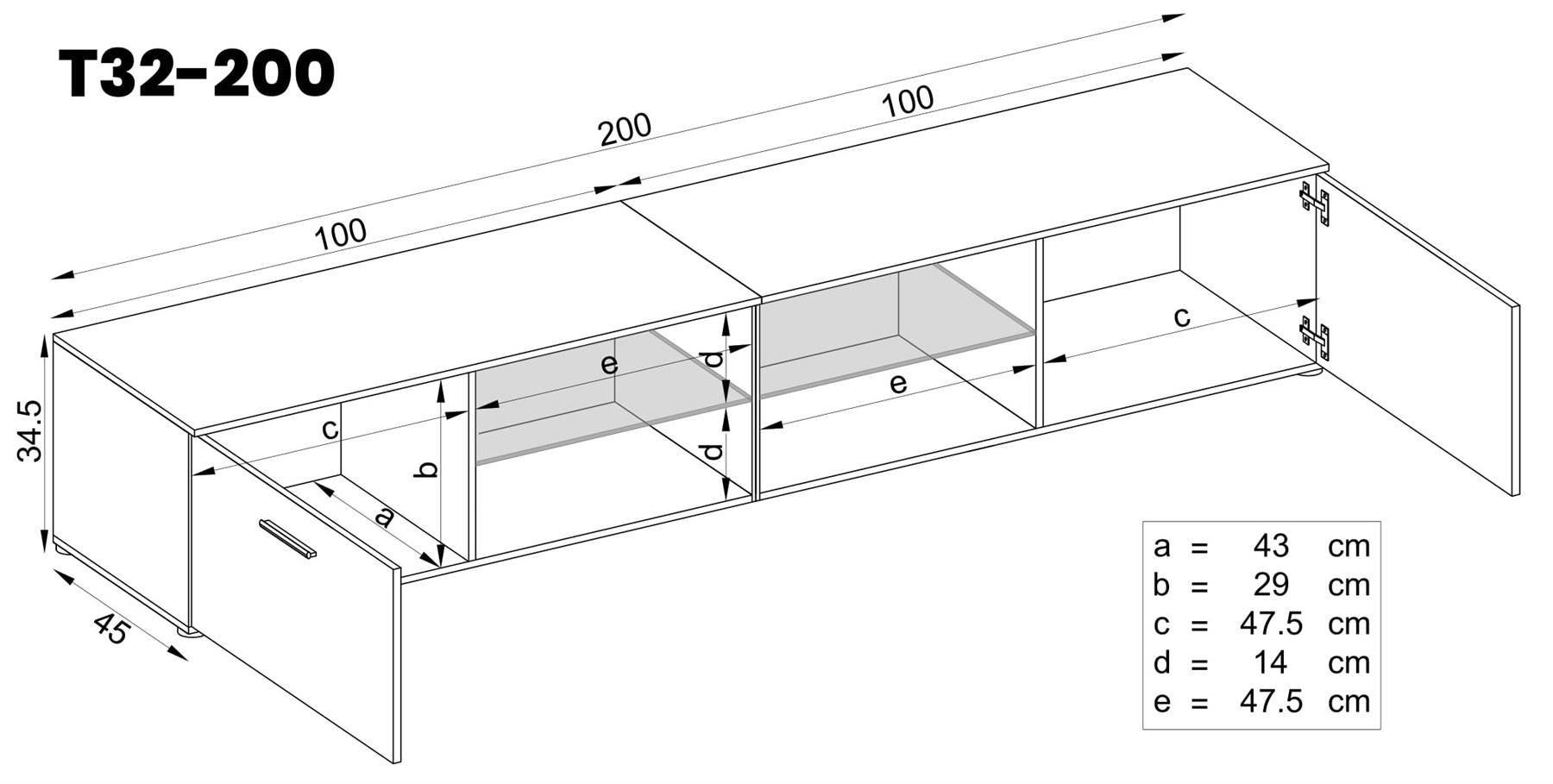 Fernsehtisch mit Ablagefächern Standregal TV Board Fernsehschrank