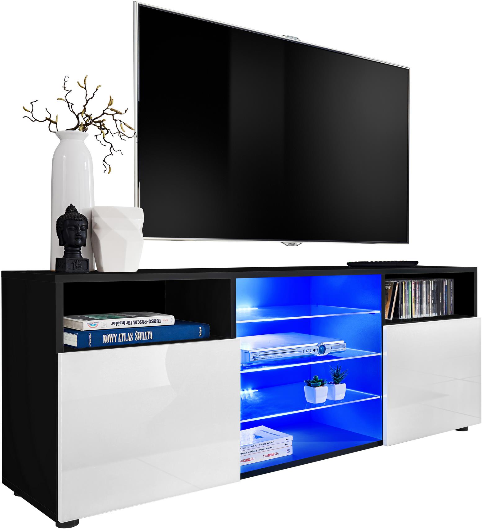 Media Center TV Stand Entertainment Furniture Modern White