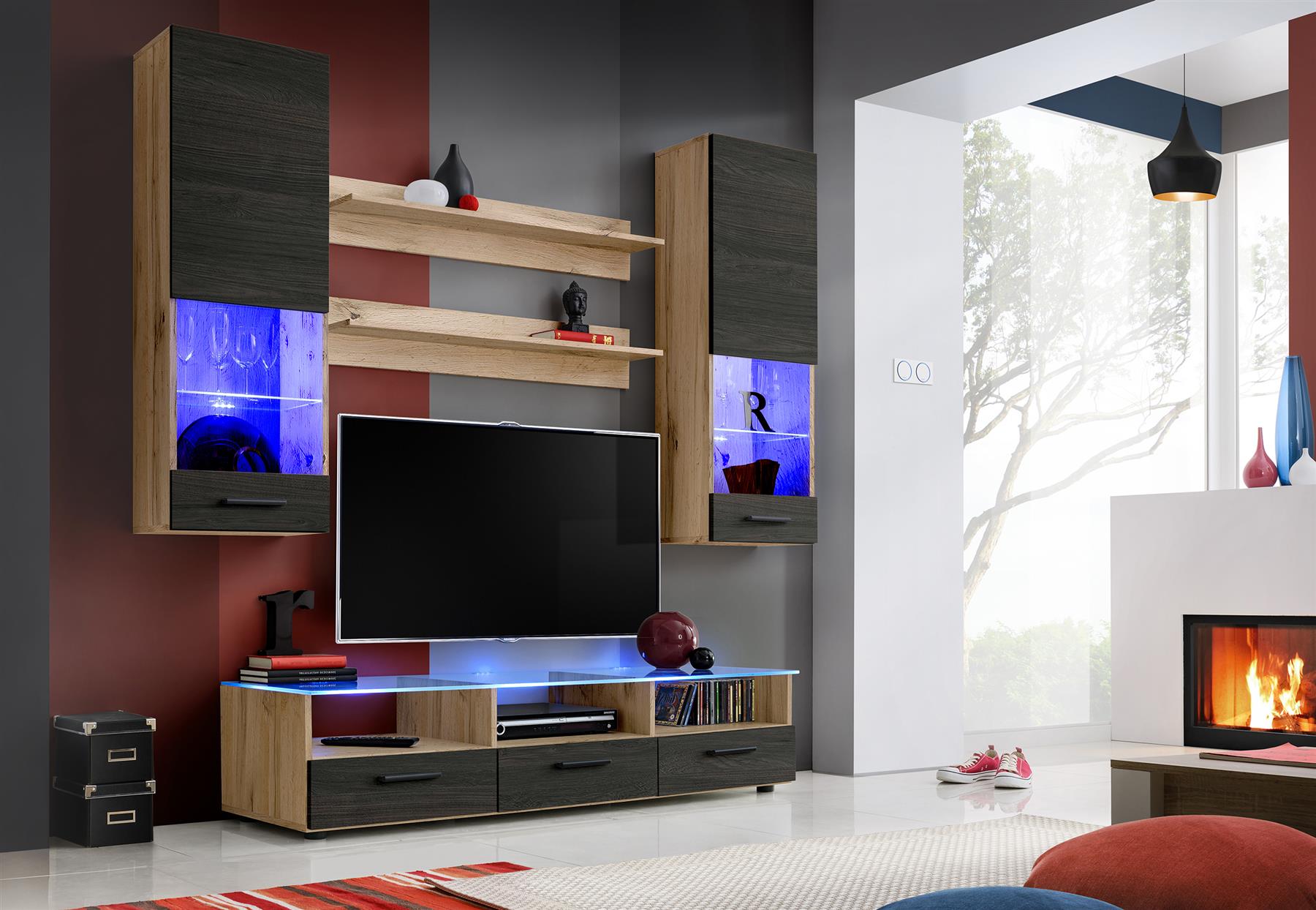 Moderno soggiorno Set Armadio Stand TV Unità Mobili TV Spazio LED
