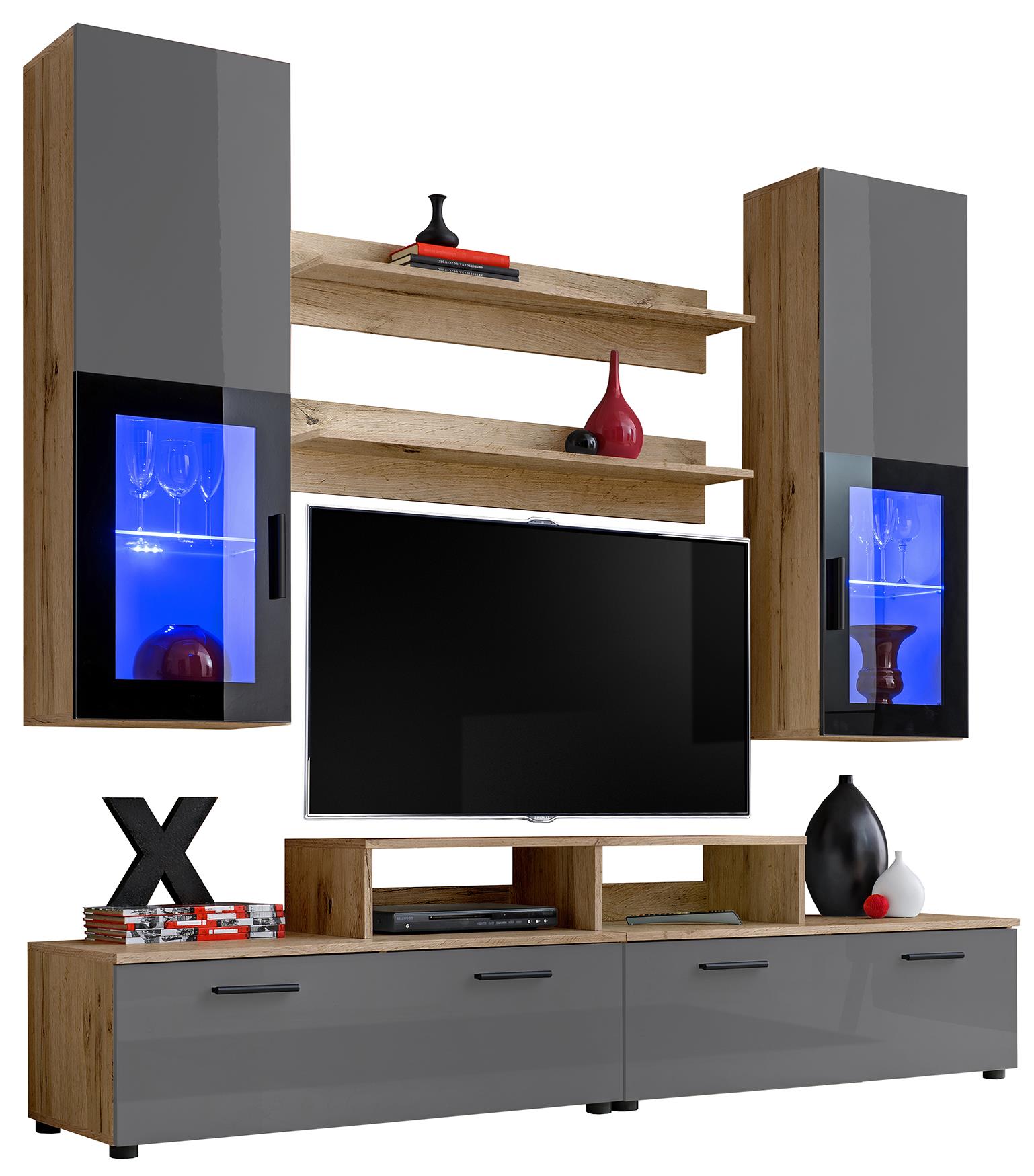 Unidad de Pared Blanca Entretenimiento Muebles Modernos para Sala de