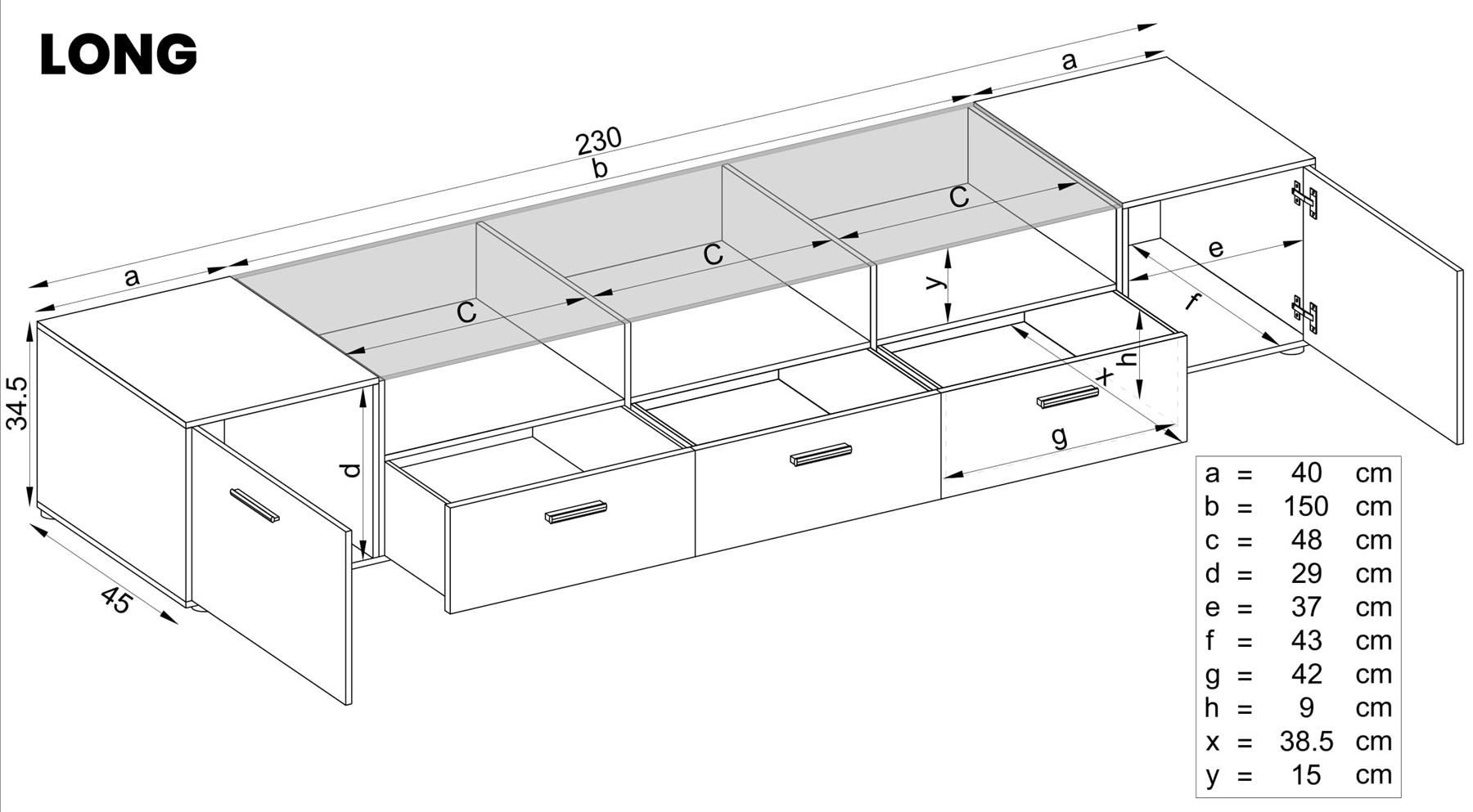 Sala de estar Unidad de Tv Gabinete Muebles matt Muebles de pie Led | eBay