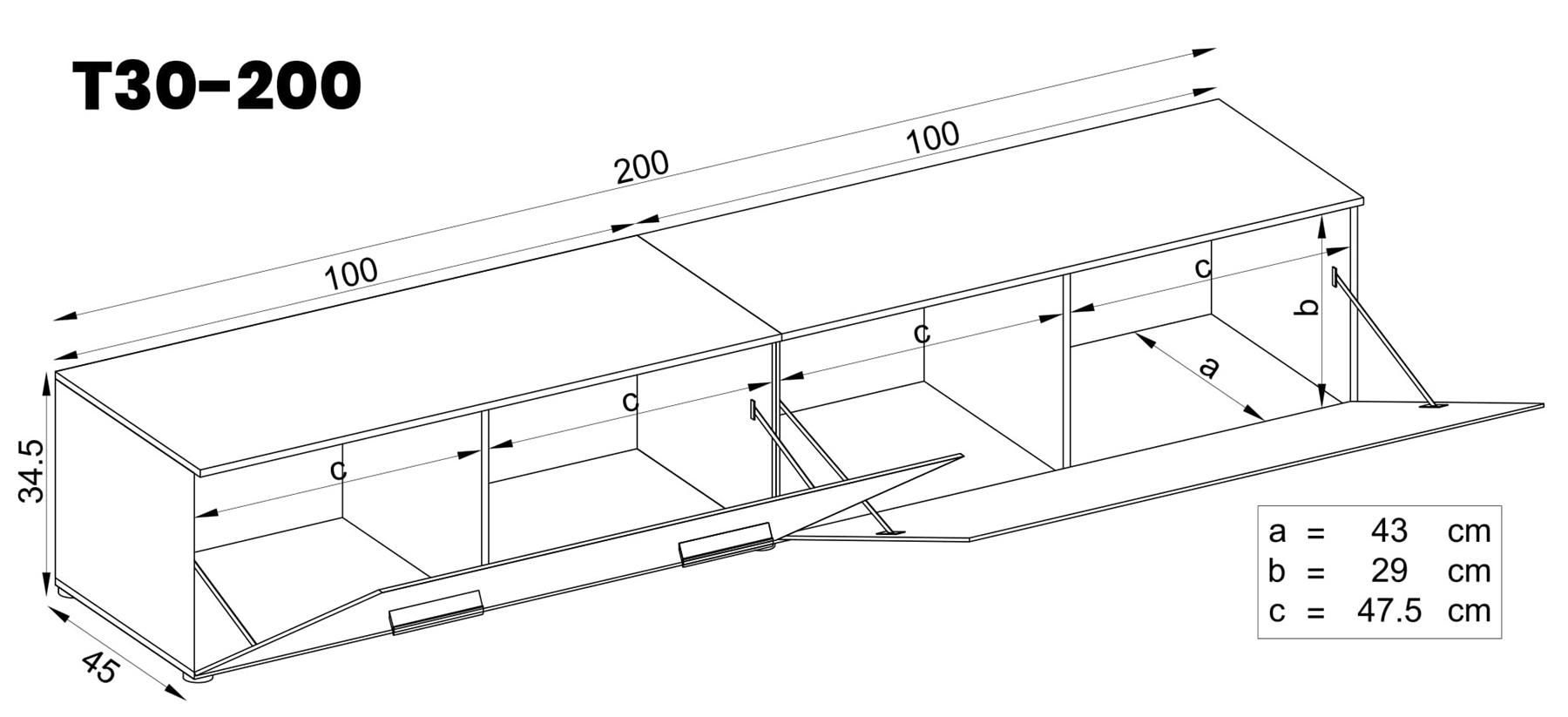 TV Soporte de gabinete Frentes alto brillo Muebles T30 | eBay